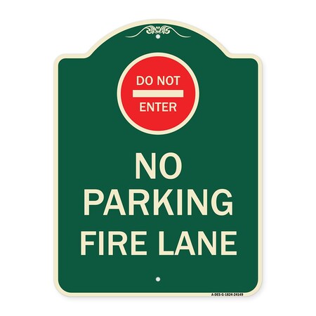 Signmission Do Not Enter No Parking Fire Lane W/ Graphic Heavy-Gauge Aluminum Sign, 24" x 18", G-1824-24149 A-DES-G-1824-24149